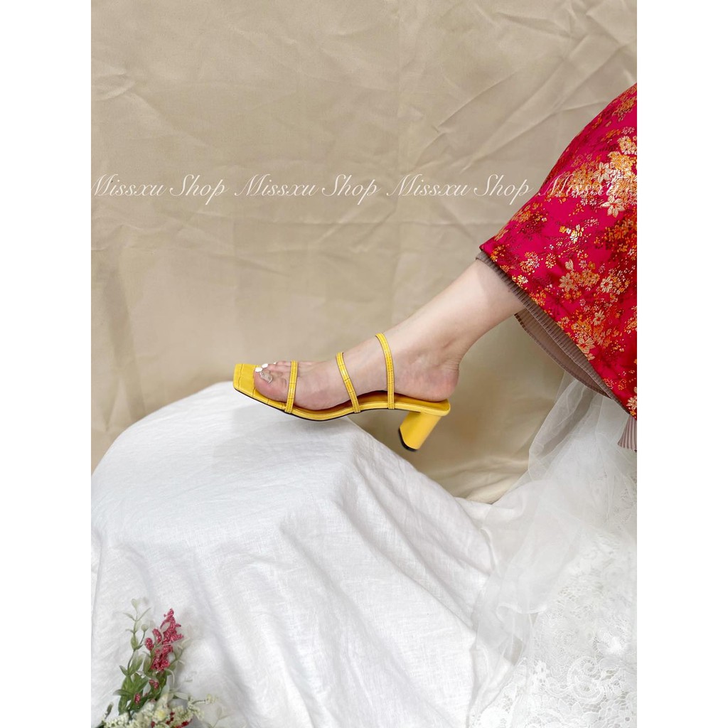 Giày guốc nữ 3 dây ngang gót trụ 5cm thời trang MYSS - SU80