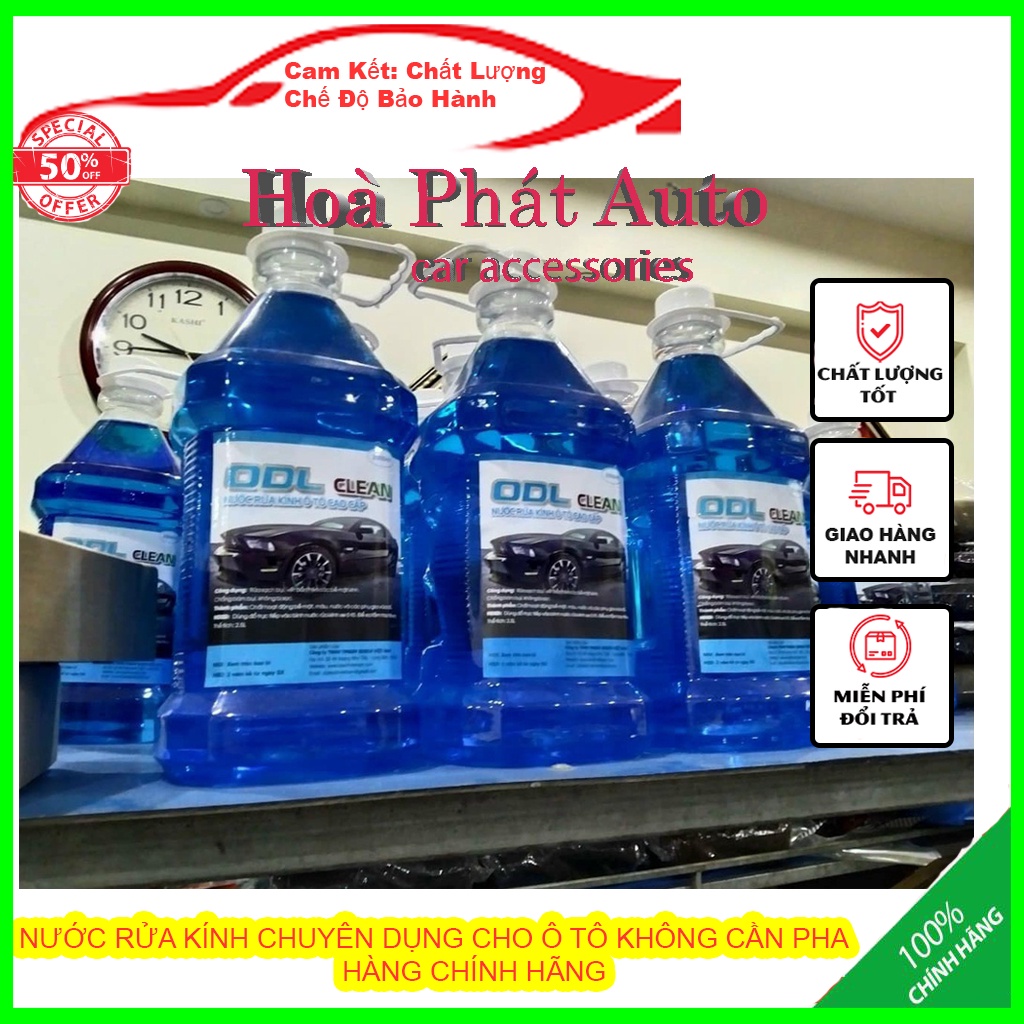 Nước Rửa Kính oto Chuyên Dụng Không Cần Pha Chính Hãng ODL Clean -Chai 2.5l Tiết Kiệm Phù hợp mọi lọi xe