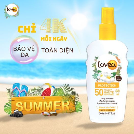 {Thanh Lý} Chống Nắng Dạng Sữa SPF 50 Lovea Spray Hydratant Haute Protection 200ml