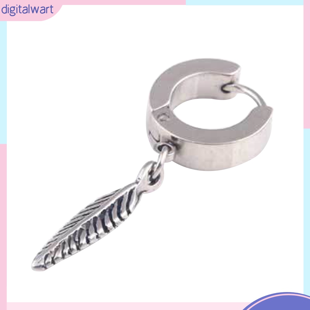 1 Chiếc Bông Tai Hình Lông Vũ Bằng Thép Không Gỉ Cá Tính Dành Cho Nam