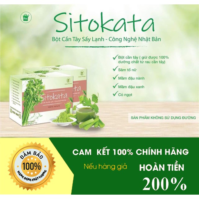 [Tổng kho sỉ] Bột cần tây Sitokata Chính Hãng combo 10 hộp-200 gói