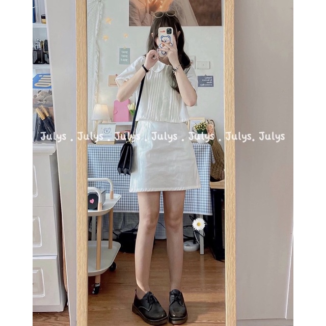 Set váy cổ sen xếp ly + chân váy chữ A . Ảnh và video thực tế | BigBuy360 - bigbuy360.vn