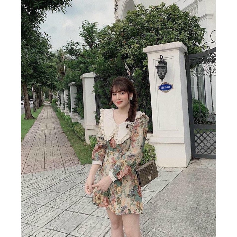 VÁY GẤM HOA CỔ BÈO SIÊU HÓT