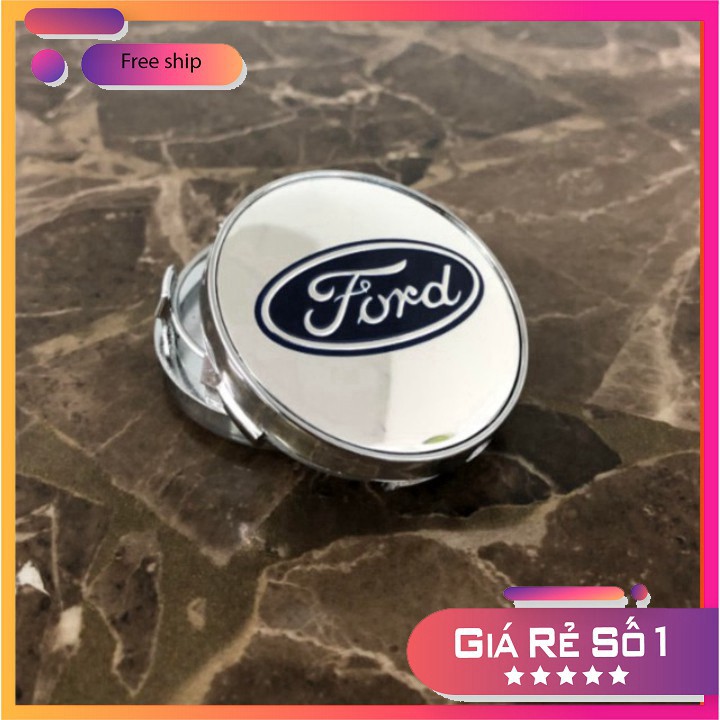 Logo chụp mâm bánh xe ô tô, xe hơi Ford FORD - 60MM: Mầu Bạc và Xanh Tím Than B