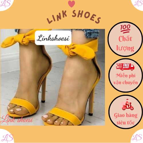 Sandal cao gót quai ngang bản nhỏ dây hậu là nơ xinh độc và đẹp TT181