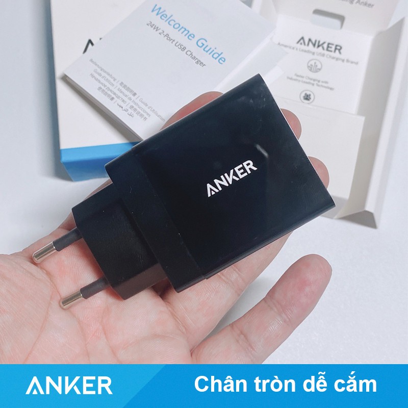 Củ sạc nhanh iphone anker 24W A2021 2 cổng usb chính hãng cho ipad ip 6 7 8 plus x xs xr 11 12 13 promax - tistore