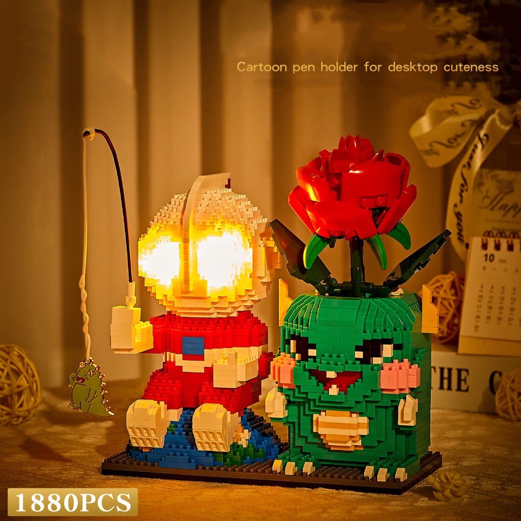 Khối lắp ghép giá đỡ bút hình phi hành gia vũ trụ 3D cho trẻ nhỏ