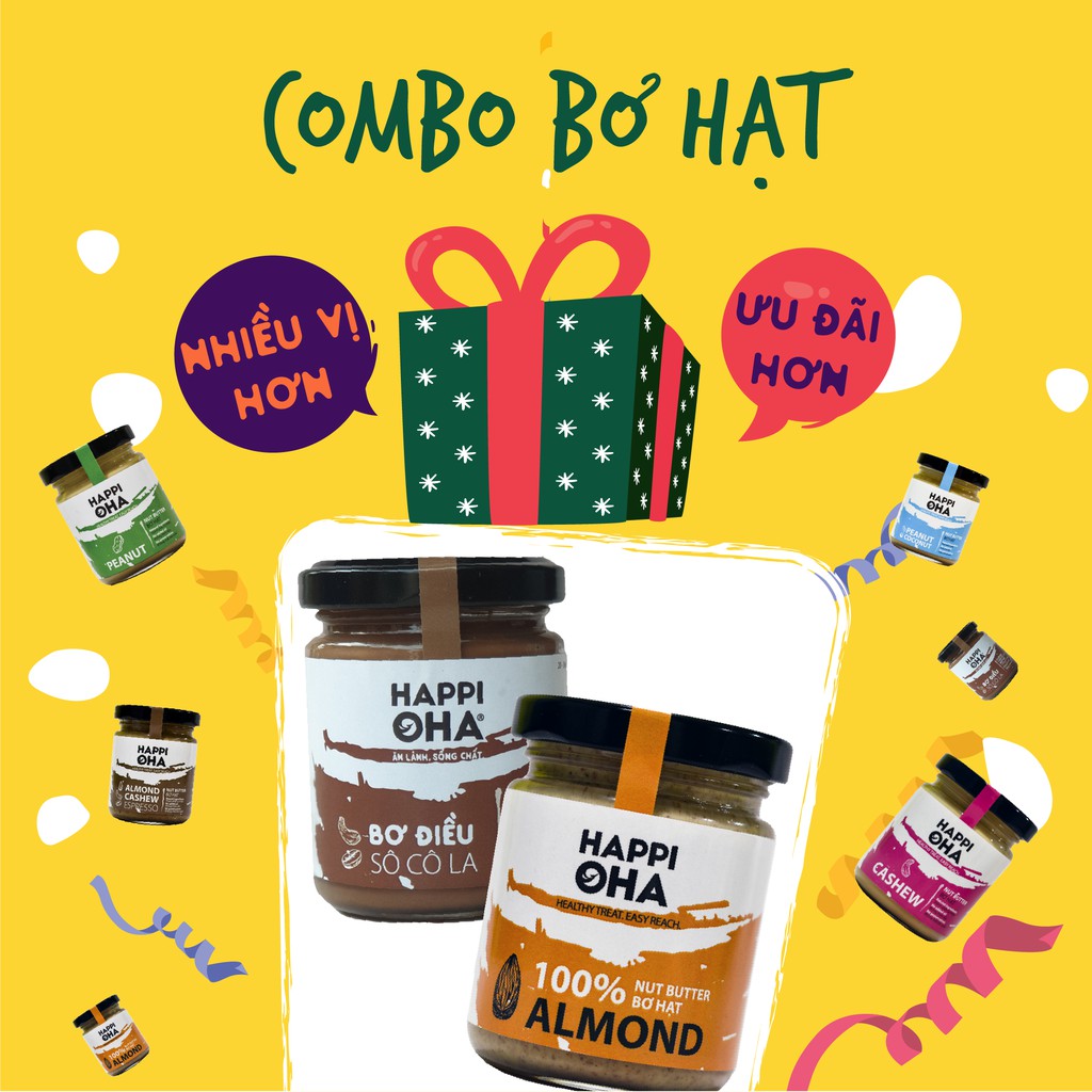Combo bơ hạt ăn kiêng không đường, không dầu, không chất bảo quản - HAPPI OHA