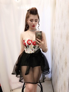 Váy cúp ngực thêu hoa 