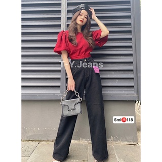 quần jeans suông ống rộng nữ, cạp cao,trơn lai cuốn,chất demin mềm mịn ulzzang thời trang nữ MS118