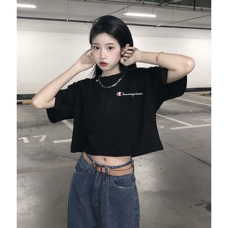 Áo croptop nữ tay ngắn cổ tròn vải thun cotton kiểu hàn quốc CR003 Miucho in hình