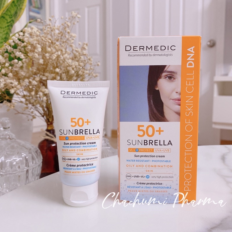 Kem chống nắng cho da dầu, da hỗn hợp Dermed sunbrella SPF 50+ sun protection cream oily and combination skin