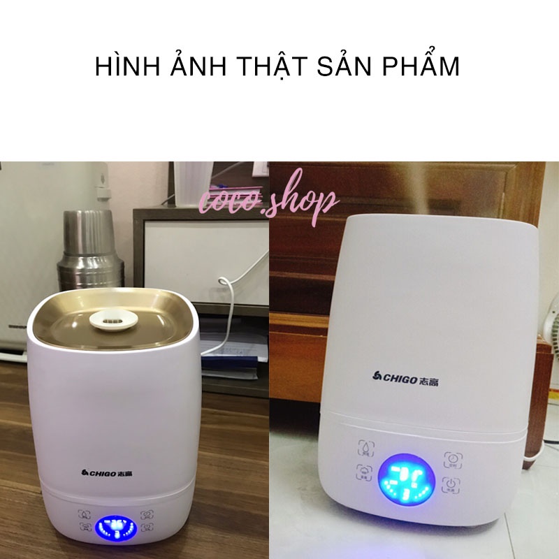 Máy phun sương tạo ẩm chính hãng CHIGO dung tích lớn 4L - Bình khuếch tán tinh dầu lớn -Công suất 30W, BẢO HÀNH 12 THÁNG