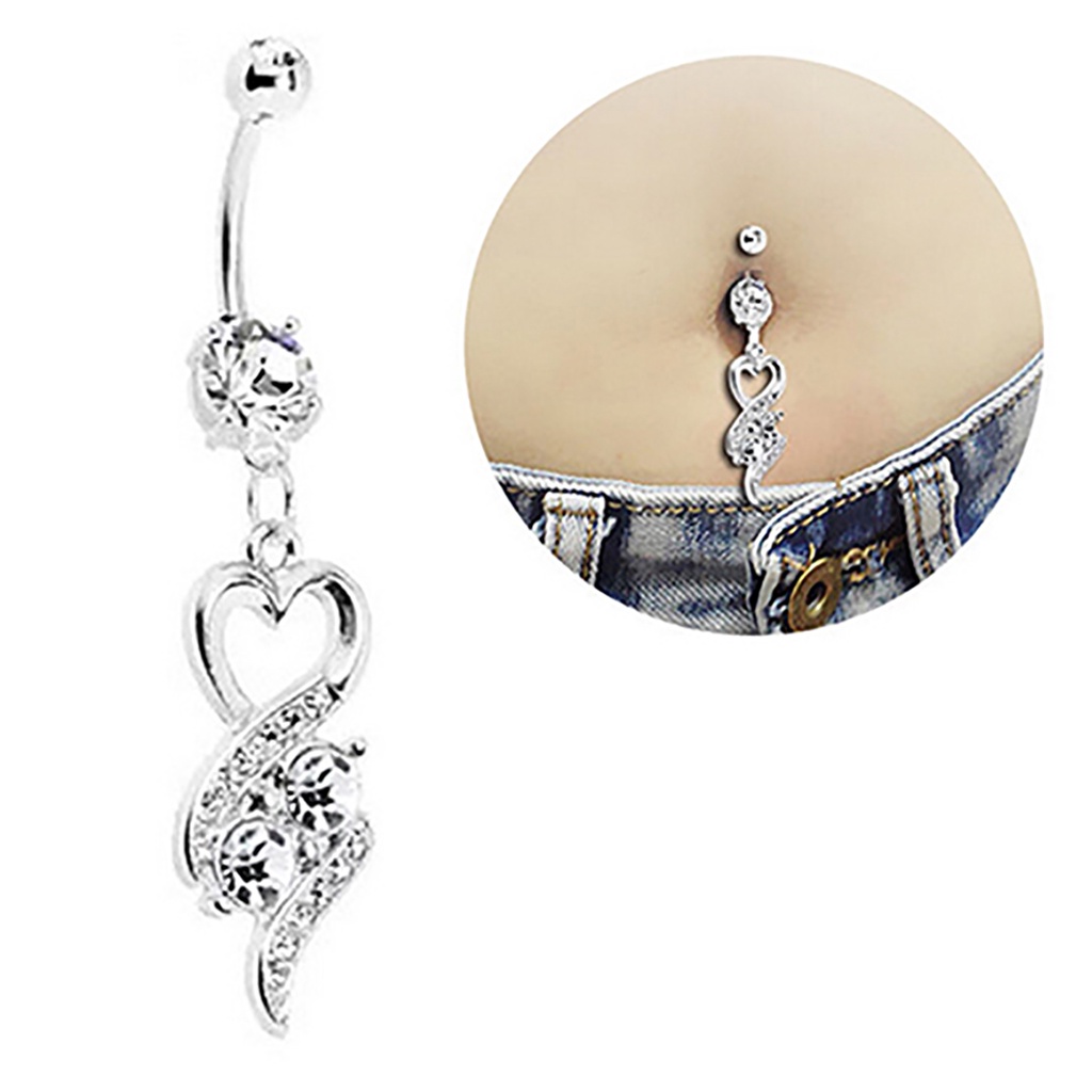 Khuyên rốn đính đá bằng thép y tế