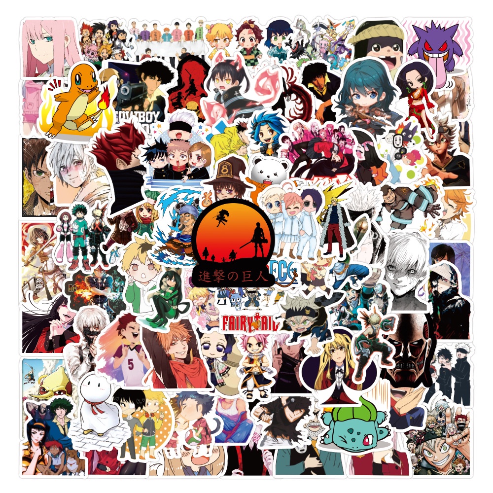 Set 100 nhãn dán họa tiết Anime trang trí thủ công với nhiều kiểu tùy chọn