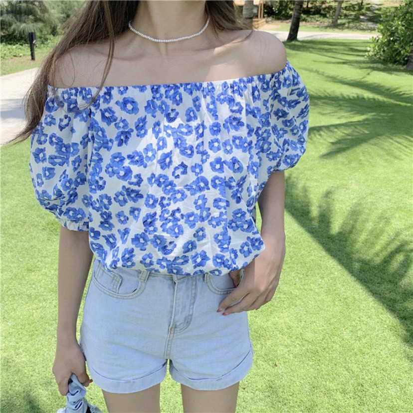 Áo thô hoa trễ vai hoặc 2 kiểu siêu xinh Ulzzang style  Hàng quảng Châu