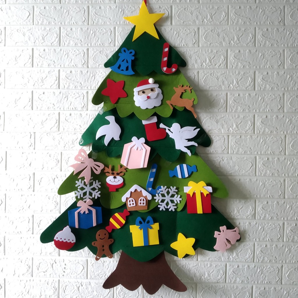 Cây thông noel giáng sinh bằng vải giặt được treo tường handmade – christmas tree