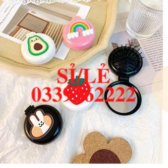 [ HAIANHSHOP ] Bộ Gương Lược Gấp Gọn Phong Cách Hàn Quốc - Gương Gấp Bỏ Túi Kèm Lược Massage 6.5*7.4cm Duashop &gt;