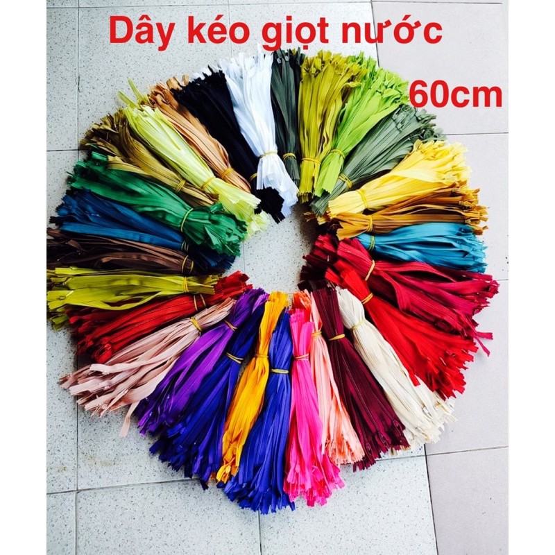 dây kéo giọt lệ giọt nước 60cm nhiều màu