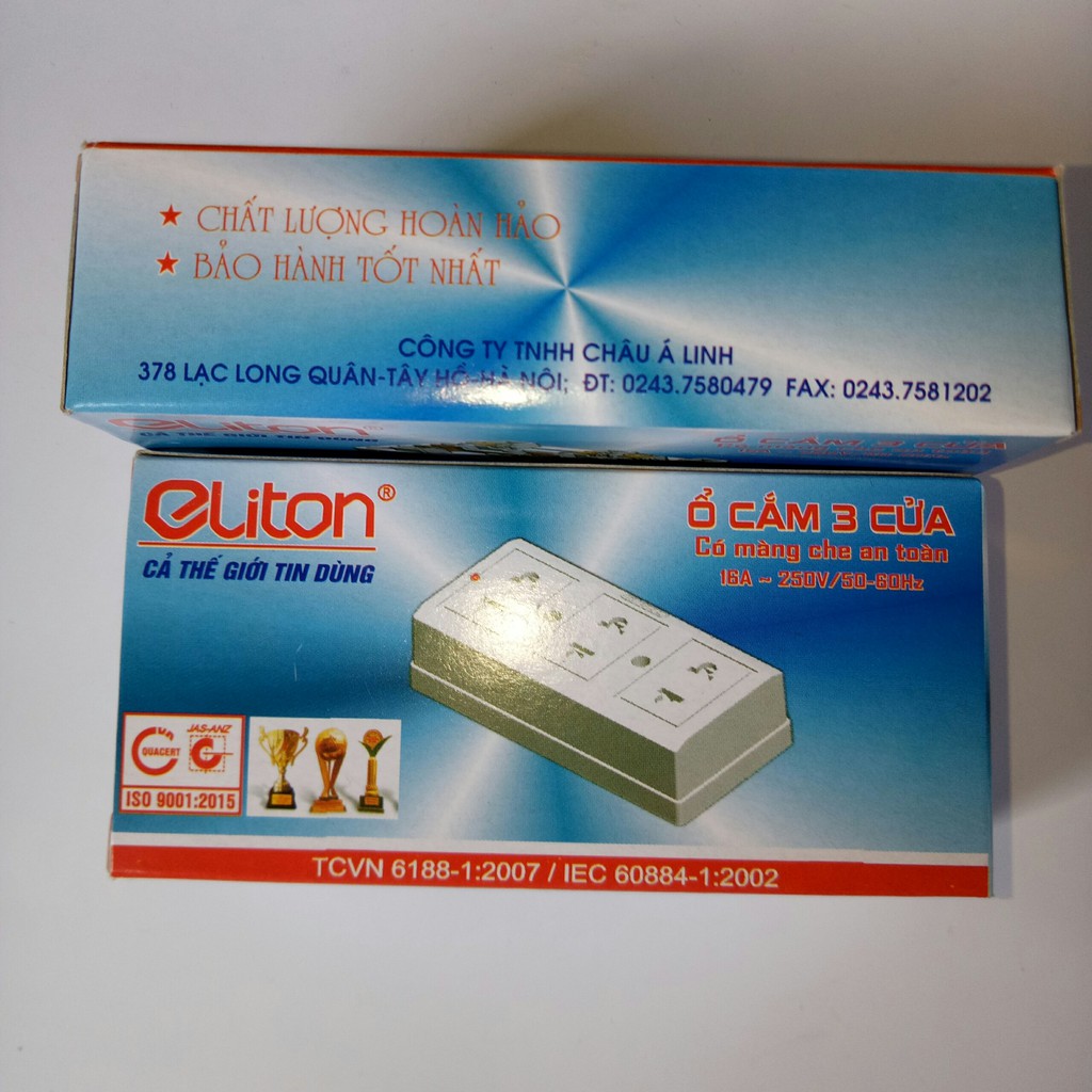 [ELITON] Ổ Cắm Điện 3 Ổ Có Màn Che Bảo Vệ CS3000w - Màu Trằng