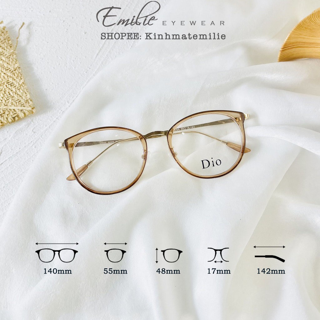 Gọng kính tròn kim loại mảnh nhẹ Kính mắt Emilie phụ kiện thời trang 9228