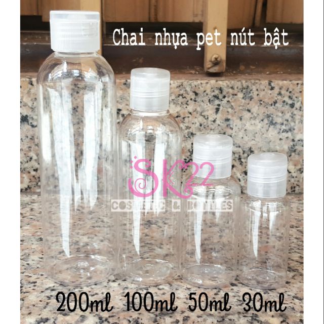Set 10 CHAI PET NHỰA NÚT BẬT 100ml/50ml
