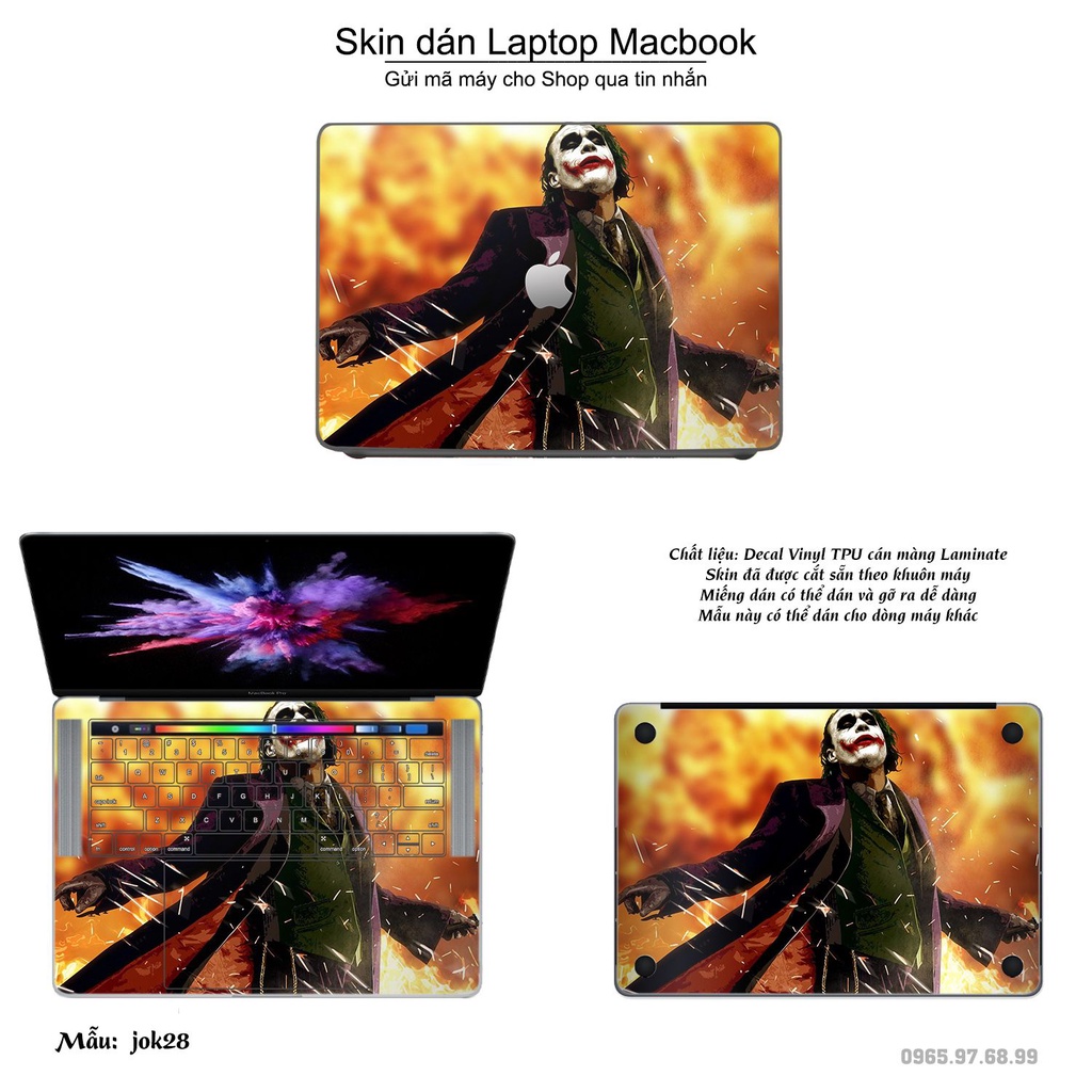 Skin dán Macbook mẫu Joker (đã cắt sẵn, inbox mã máy cho shop)