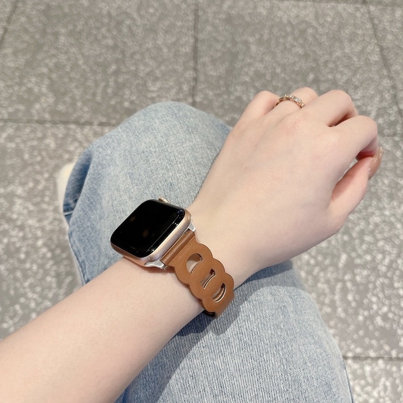 Dây Đeo Bằng Da Cho Đồng Hồ Thông Minh Apple watch 44mm 40mm 45mm 41mm 42mm 38mm series 3 4 5 6 SE 7