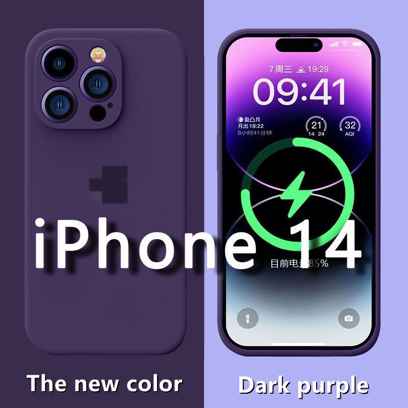 Ốp lưng màu tím đậm mới, chất lỏng silicon cho iphone 16 15 Pro Max 14 Pro Max 13 Pro Max, hình vuôn