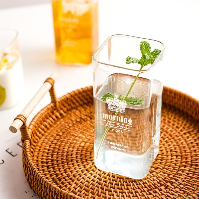 Ly thủy tinh trong suốt hình vuông 240ml / 400ml