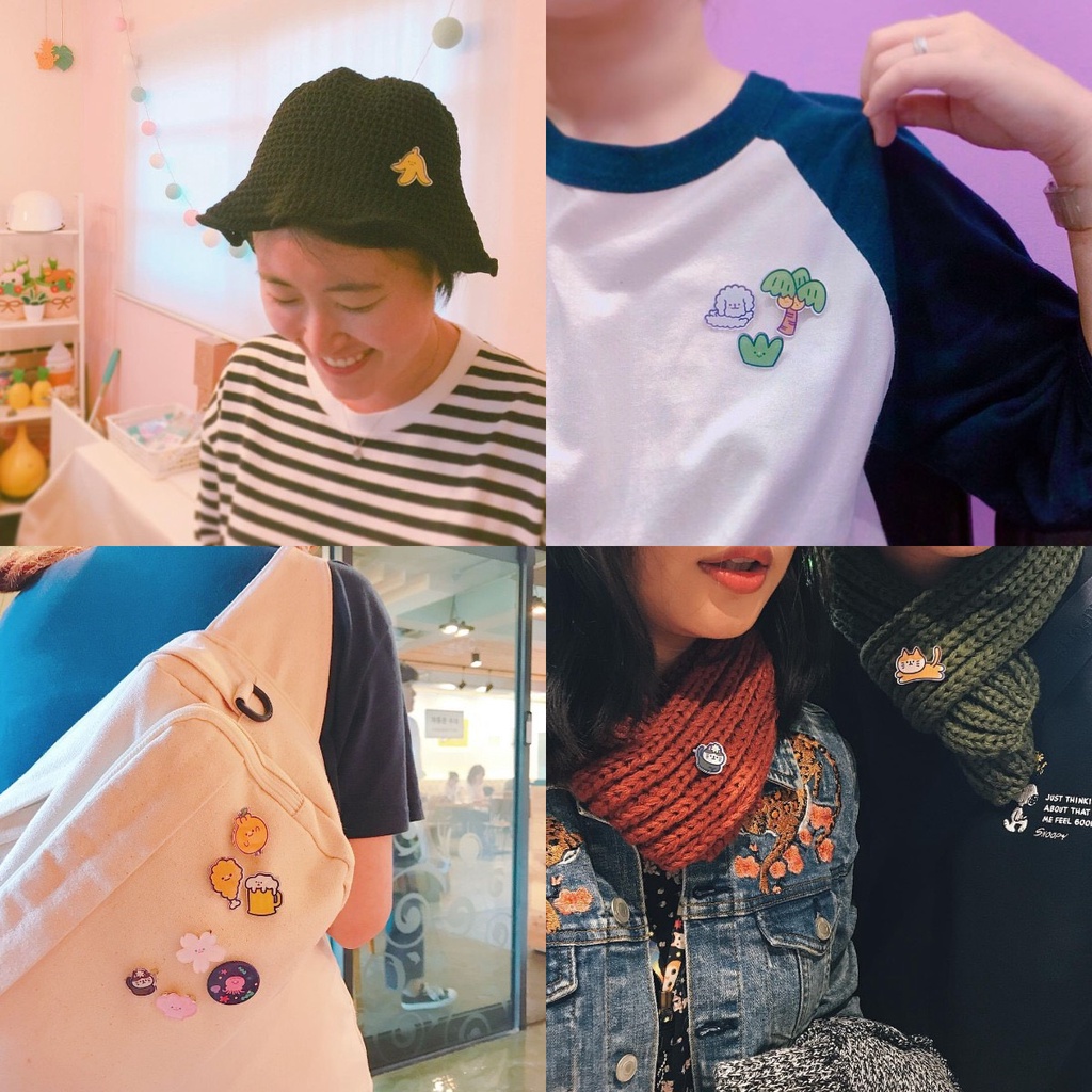 Huy Hiệu Cài Áo Pin Cài Balo Cô Gái, Bé Hổ Cute Cho Học Sinh Charm Họa Tiết Hoạt Hình Dễ Thương