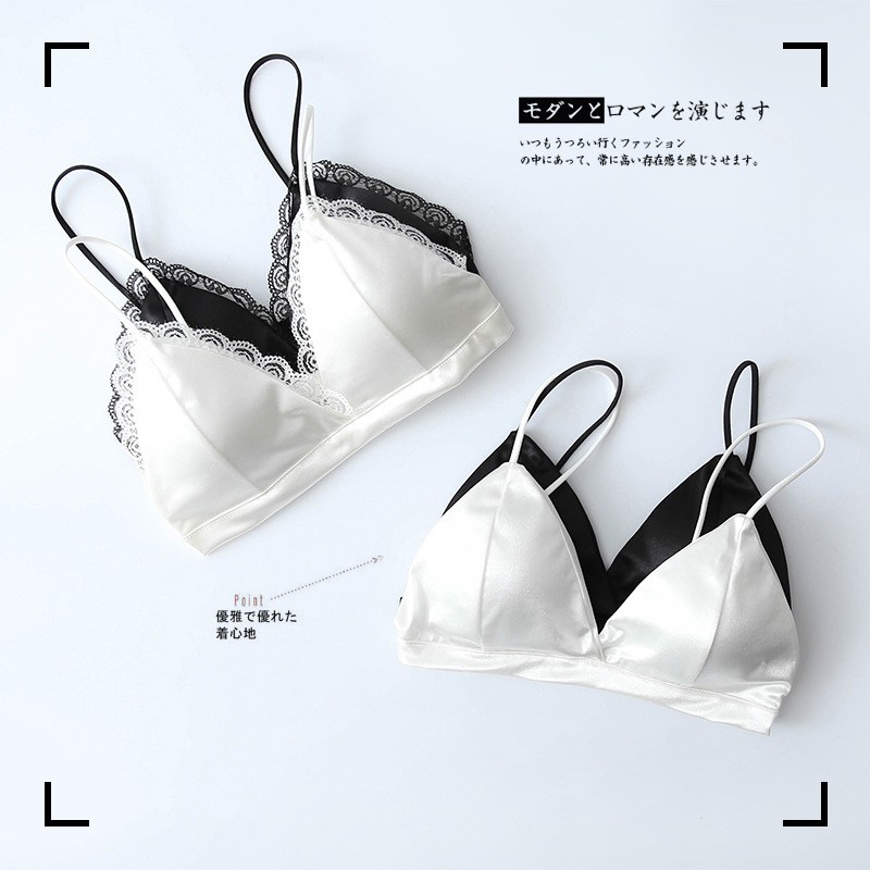 [Mã FAMARAL1 giảm 10K đơn 50K] Áo Bra Lụa Satin Vanvene Đen Trắng Dây Lưng Chun Free Size 45-55Kg A500 | BigBuy360 - bigbuy360.vn