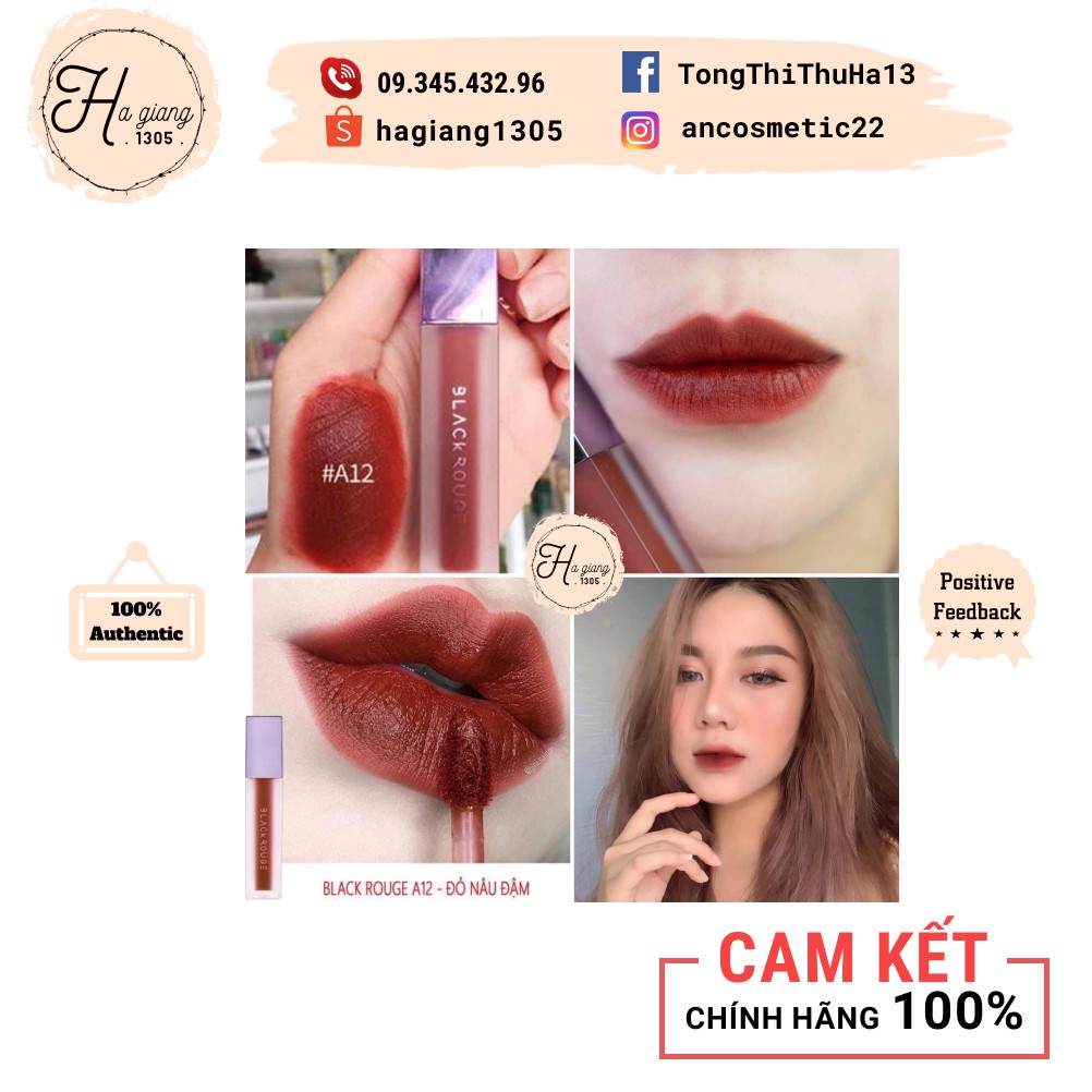 [Đủ 17 màu] Son kem lì black rouge a12 ver 2, son blackrouge a06