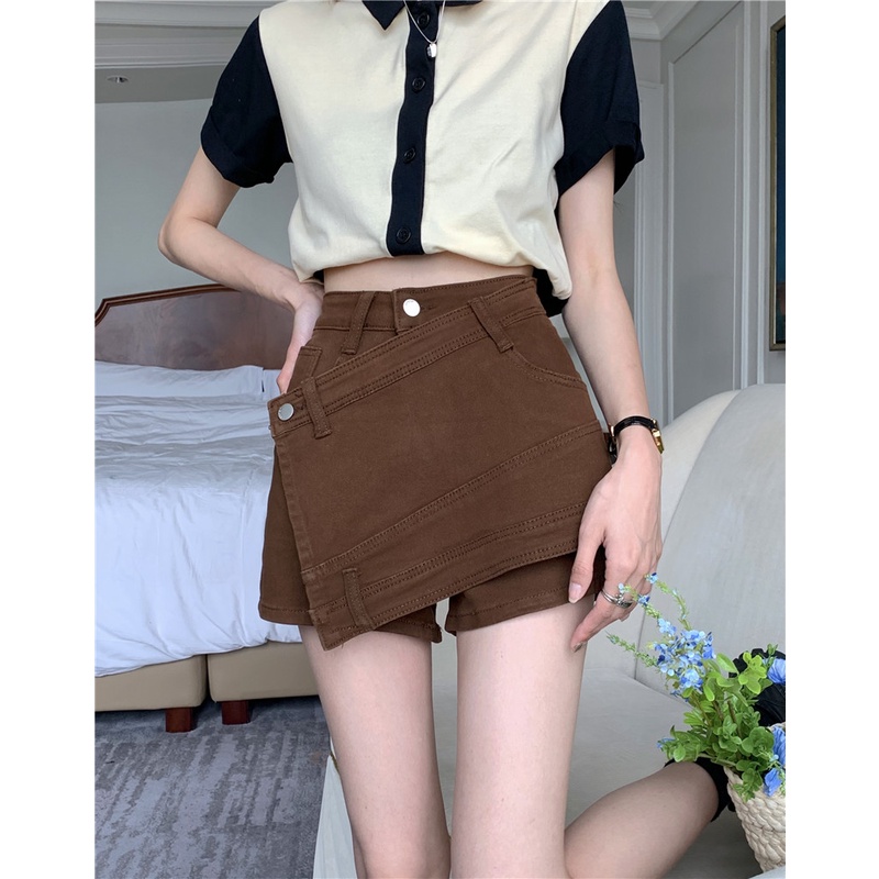 Quần Short jeans Lưng Cao Phong Cách retro Quyến Rũ Cho Nữ
