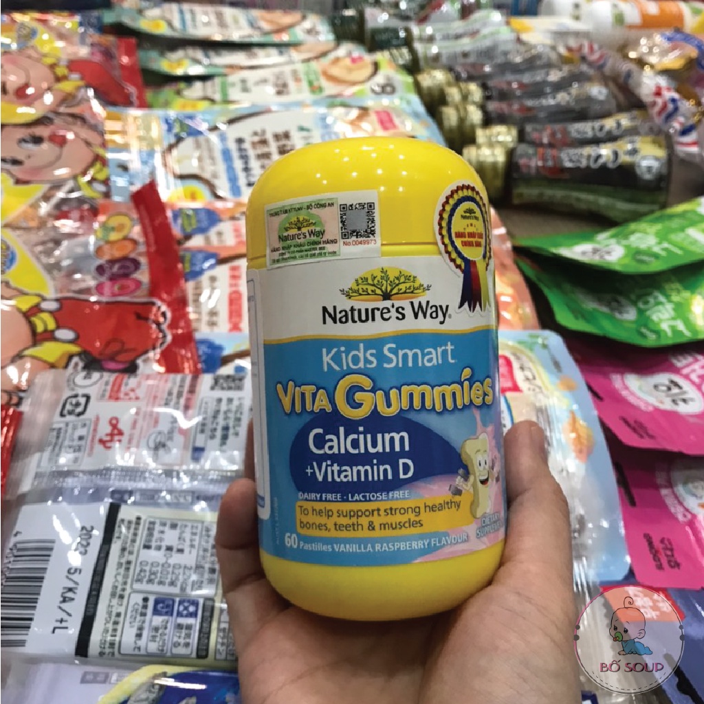 Kẹo Vitamin Nature's Way Kids Smart VITA Gummies Calcium + Vitamin D (Gum Canxi) 60 viên