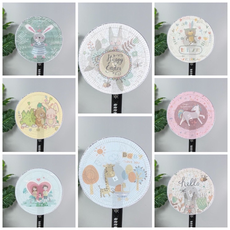 Lưới bọc quạt an toàn cho bé có dây rút - hình cute ngẫu nhiên