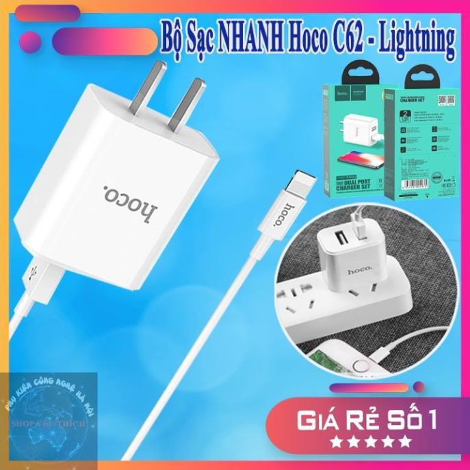 [FREESHIP] BỘ SẠC NHANH LINGHTNING 2 CỔNG HOCO C62 - Sạc Nhanh Hơn - An Toàn Hơn - PHỤ KIÊN CÔNG NGHỆ HÀ NỘI - 41001