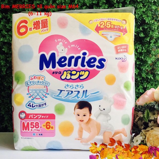 Tã quần Merries size M 6-11kg nội địa Nhật