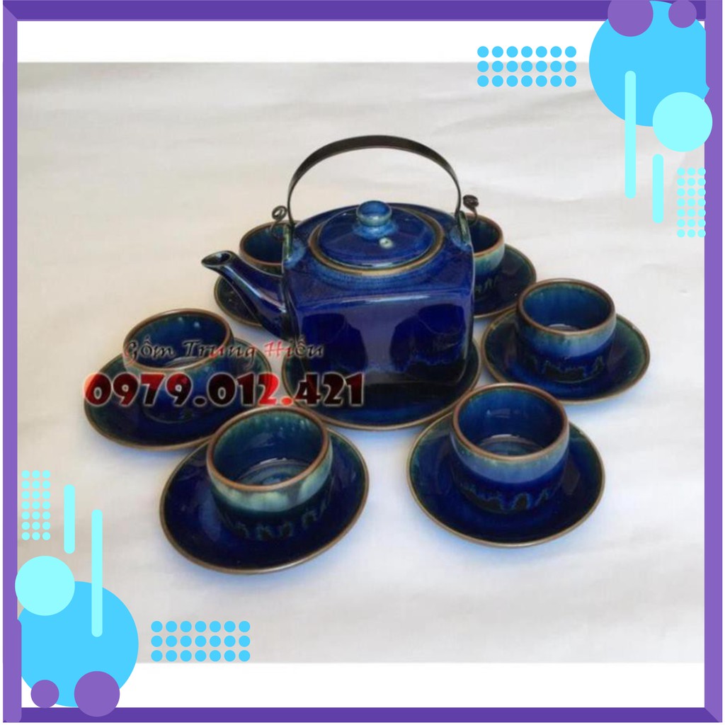 Bộ ấm chén Bát Tràng men hỏa biến xm | BigBuy360 - bigbuy360.vn