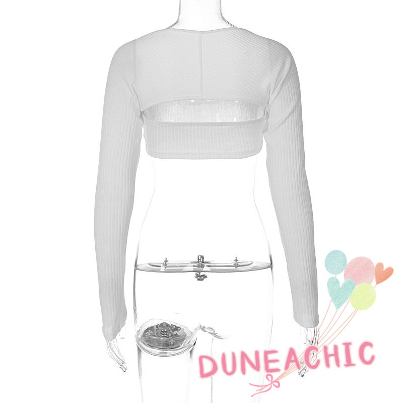 DUNEA Áo Thun Dài Tay Màu Sắc Đơn Giản Cho Nữ