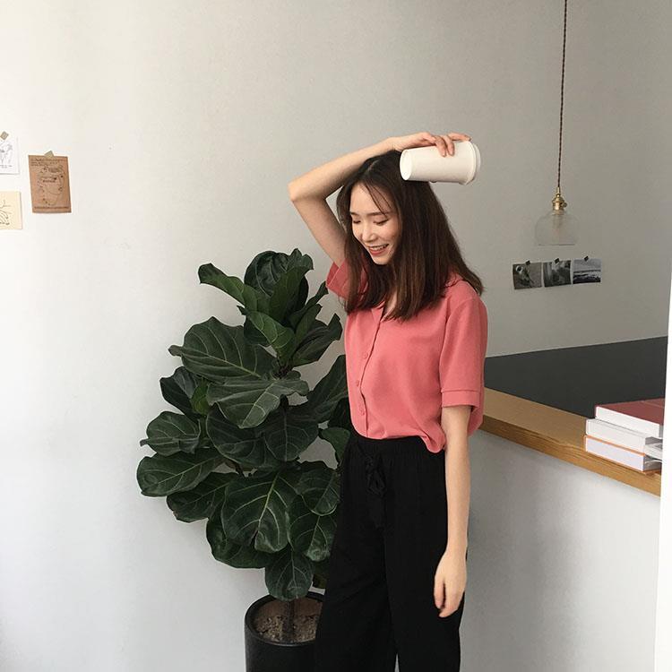 Áo Sơ Mi Voan Ngắn Tay Xinh Xắn Phong Cách Hàn Quốc 2021