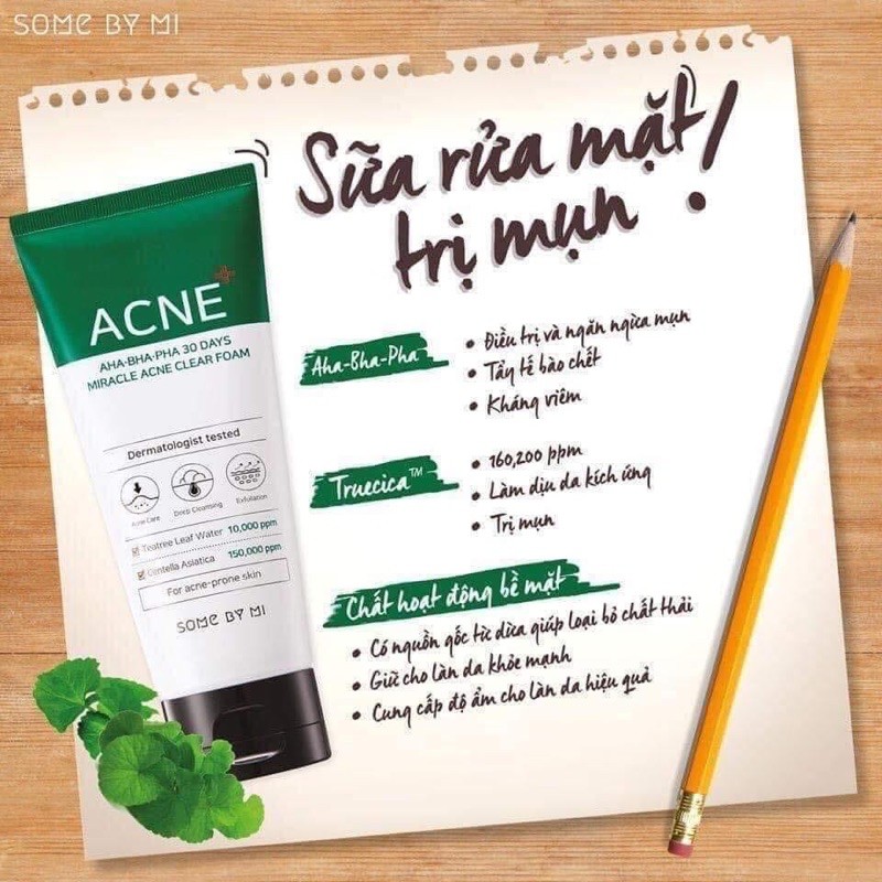 Sữa Rửa Mặt Cho Da Mụn Some By Mi AHA-BHA-PHA 30 Days Miracle Acne Clear Foam | BigBuy360 - bigbuy360.vn