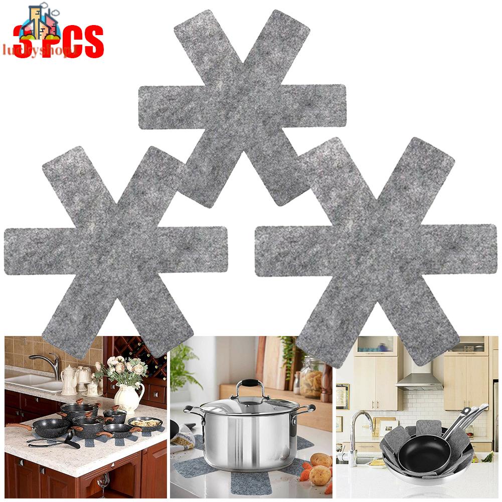 Set 3 Miếng Lót Nồi Chảo Bằng Vải Nỉ Chống Trầy Chống Dính