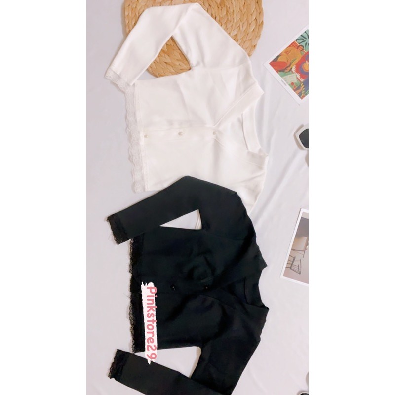 Áo croptop tay dài phối ren A5003 | BigBuy360 - bigbuy360.vn