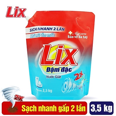 Túi Nước giặt Lix Đậm Đặc 3,5kg Hương Nước Hoa - Tẩy Sạch Cực Mạnh Vết Bẩn- Khử mùi ẩm mốc