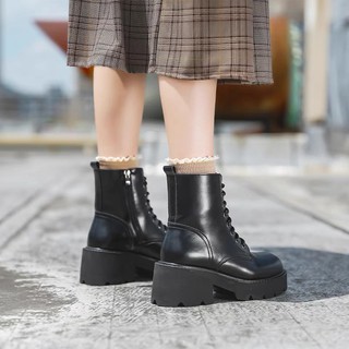 Platform Combat boots - Boots da bò nữ (genuine leather)