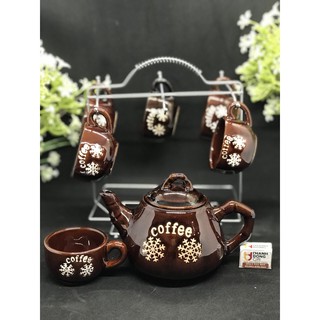 BỘ UỐNG TRÀ, CAFE NÂU kèm giá treo inox  ĐẸP LÀM QUÀ TẶNG GIÁ RẺ MSPACCD053B99K