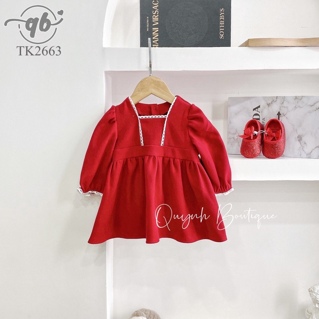 Thời Trang Trẻ Em Quỳnh Boutique Váy Đầm Bé Gái Chất Nhung Giữ Ấm Siêu Xinh