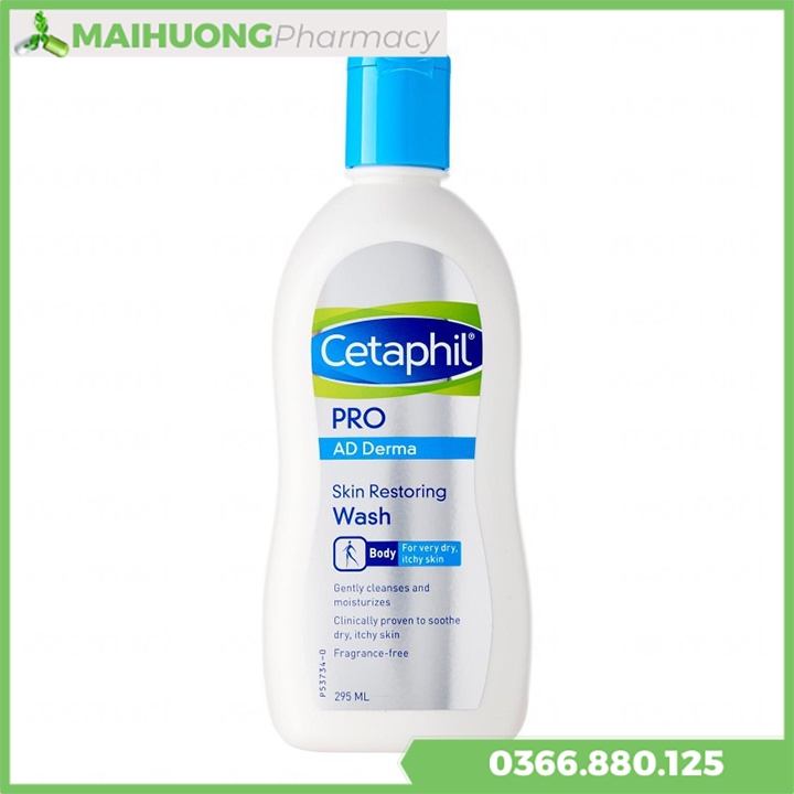 Cetaphil Pro AD Derma Skin Restoring Wash là sữa tắm không xà phòng, không hương liệu. Giúp giữ ẩm cho da.
