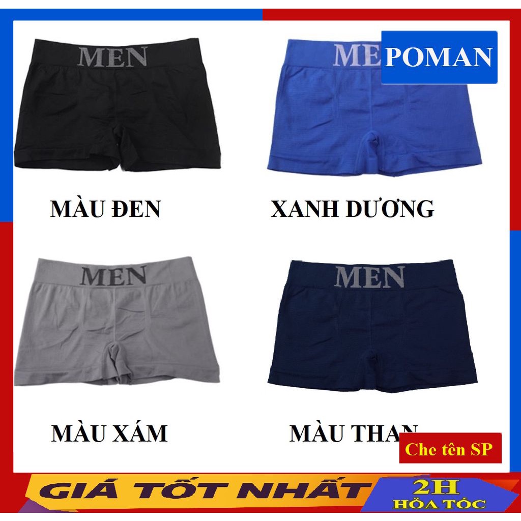 Quần lót nam boxer MEN co dãn 4 chiều, quần sịp đùi nam cao cấp thoáng mát MEN01 (Che tên) - POMAN